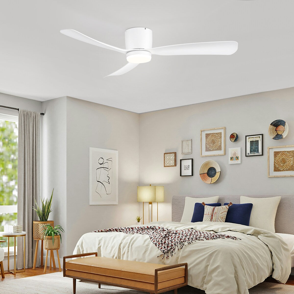 Ventilatore da soffitto a LED da 52 pollici nero/bianco con telecomando (3 pale)