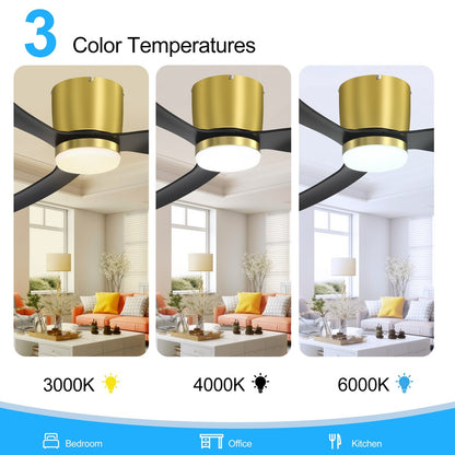 Ventilatore da soffitto a LED da 52 pollici nero/bianco con telecomando (3 pale)