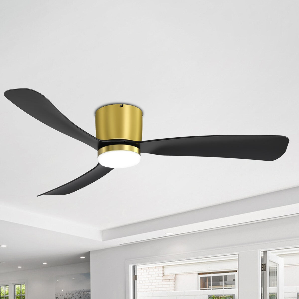 Ventilatore da soffitto a LED da 52 pollici nero/bianco con telecomando (3 pale)