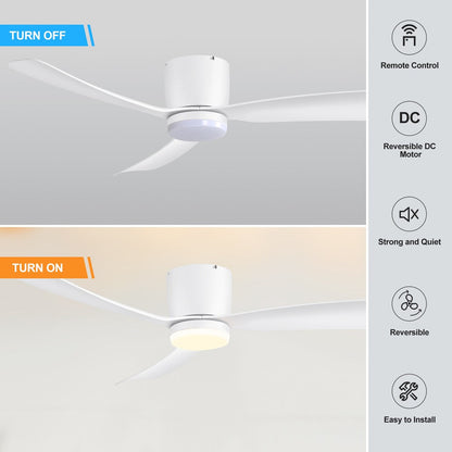 Ventilatore da soffitto a LED da 52 pollici nero/bianco con telecomando (3 pale)