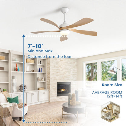 Ventilatore da soffitto da 52 pollici con telecomando e luci, motore DC silenzioso, 5 pale, ventilatore moderno ad alto CFM