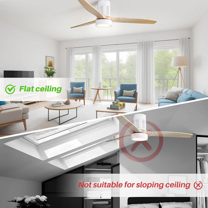 Ventilatore da soffitto a filo in stile fattoria da 52 pollici con luce e telecomando, motore CC reversibile