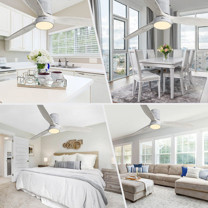 Ventilatore da soffitto a filo in stile fattoria da 52 pollici con luce e telecomando, motore CC reversibile
