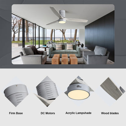 Ventilatore da soffitto a filo in stile fattoria da 52 pollici con luce e telecomando, motore CC reversibile