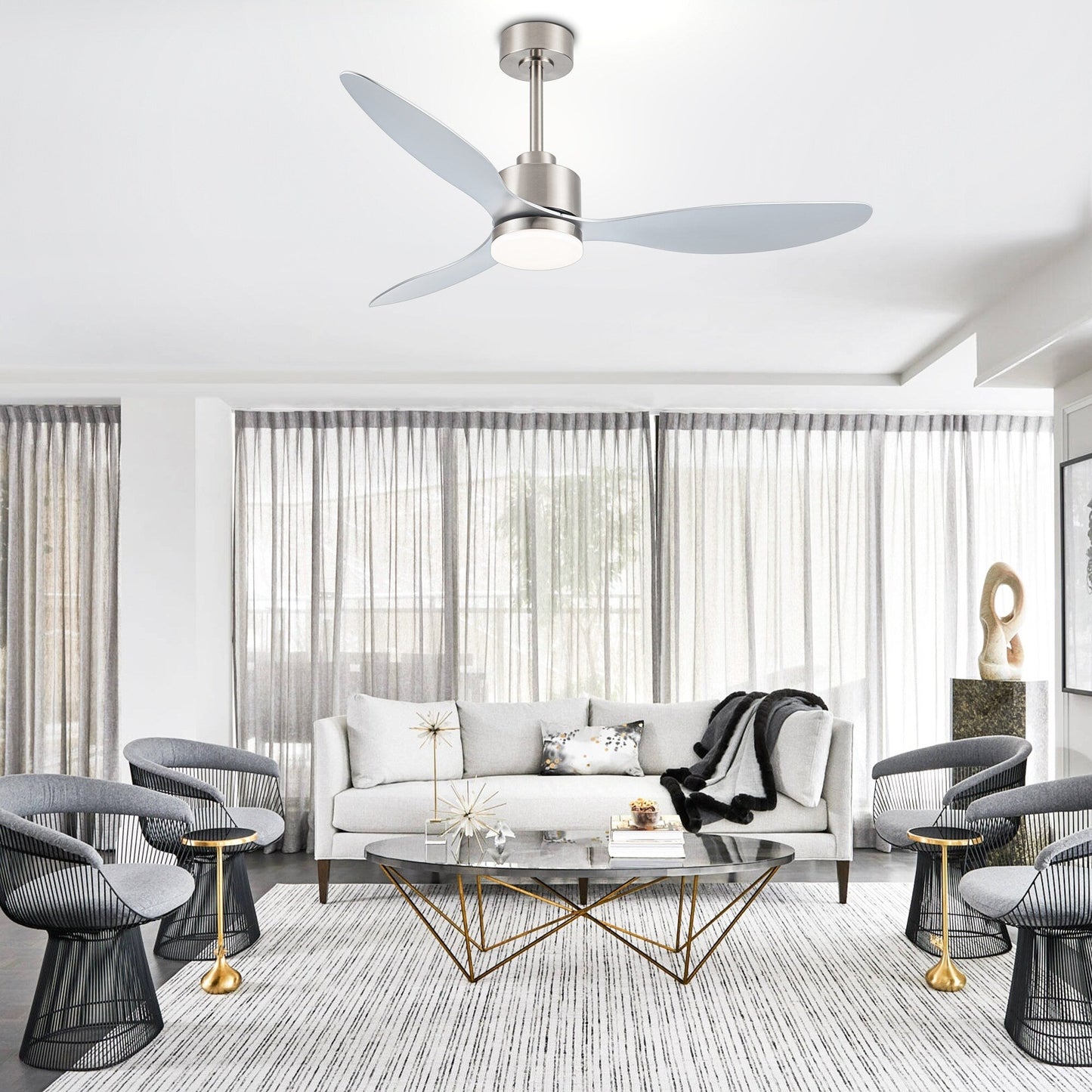 Ventilatore da soffitto a LED da 52 pollici con telecomando per luci (3 pale)