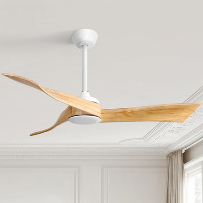 Ventilatore da soffitto moderno in legno massello/ABS da 52 pollici con telecomando (senza luce), 6 velocità del vento, flusso d'aria reversibile