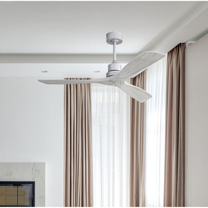 Ventilatore da soffitto moderno in legno massello/ABS da 52 pollici con telecomando (senza luce), 6 velocità del vento, flusso d'aria reversibile