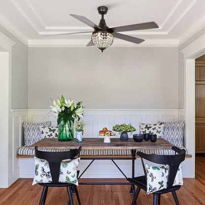 Ventilatore da soffitto industriale in legno nero a 5 pale con telecomando