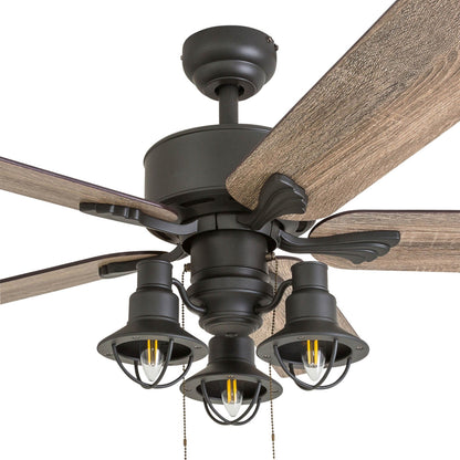 52 Prominence Home Sivan Bronze Farmhouse Ventilatore da soffitto a LED con luce, telecomando