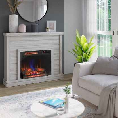 52 Mensola da parete Shiplap con inserto per camino 3D