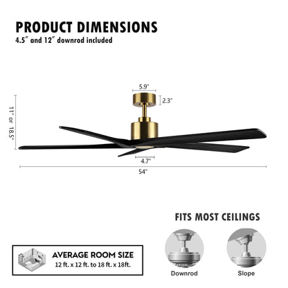 Ventilatore da soffitto per interni con motore CC WINGBO da 54 pollici senza luci - N/D