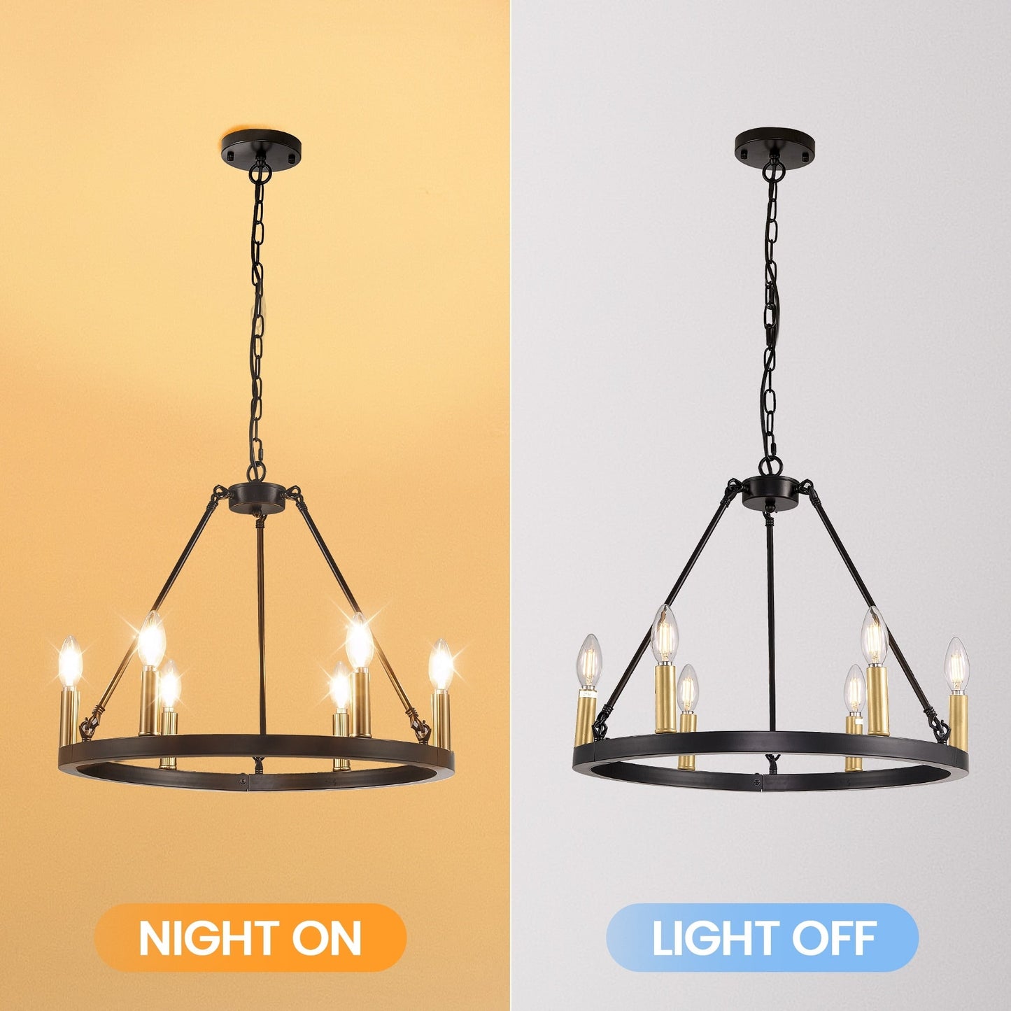 Lampadario a 24 luci con ruota di carro rotonda da 54 pollici