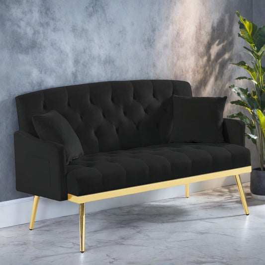 Divano a 2 posti in velluto 55,5 con 2 cuscini, design contemporaneo e facile da montare