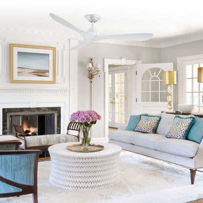 Ventilatore da soffitto moderno a 3 pale con elica nera da 56 pollici e telecomando