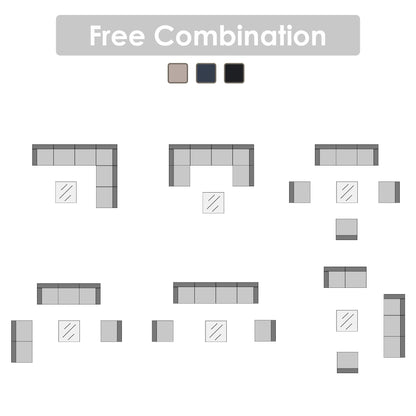 Gruppo di sedute componibili per esterni da 6 persone con cuscini