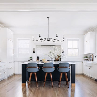 Lampadario minimalista da 64 pollici con 6 luci in nero opaco/oro/cromo - N/D