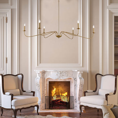 Lampadario minimalista da 64 pollici con 6 luci in nero opaco/oro/cromo - N/D