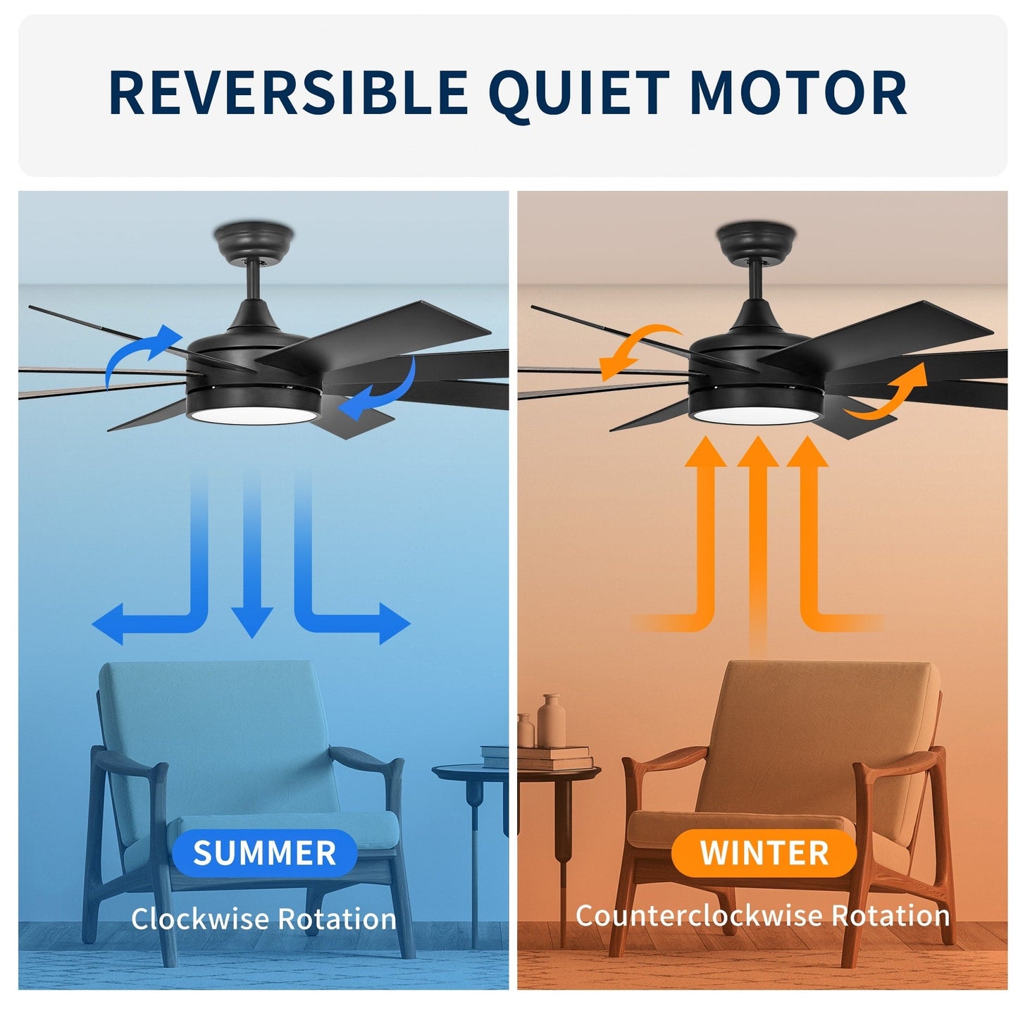 Ventilatore da soffitto Moasis nero opaco da 60 pollici a 8 pale con luce LED e telecomando - 60