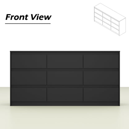 Cassettiera con 9 cassetti da 63 W, cassettiera decorativa per soggiorno, camera da letto