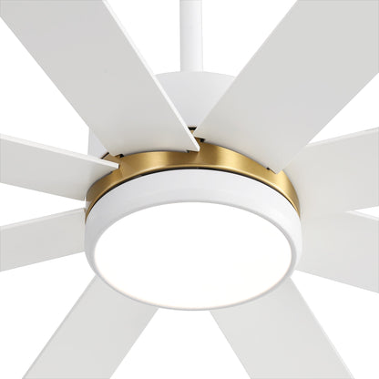 Ventilatore da soffitto a LED nero da 65 pollici a 8 pale con luce e telecomando