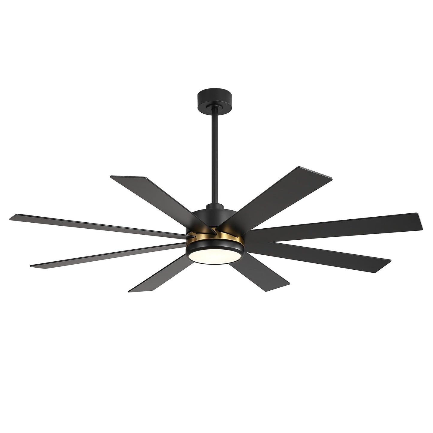 Ventilatore da soffitto a LED nero da 65 pollici a 8 pale con luce e telecomando