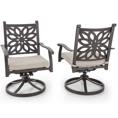 MAISON ARTS Set da pranzo da giardino in alluminio pressofuso da 7 pezzi con tavolo rettangolare espandibile e 6 sedie in alluminio pressofuso