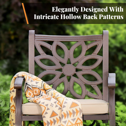 MAISON ARTS Set da pranzo da giardino in alluminio pressofuso da 7 pezzi con tavolo rettangolare espandibile e 6 sedie in alluminio pressofuso