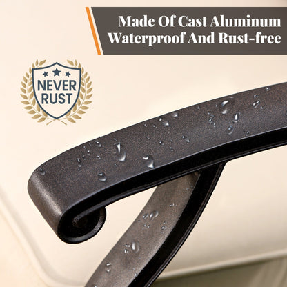 MAISON ARTS Set da pranzo da giardino in alluminio pressofuso da 7 pezzi con tavolo rettangolare espandibile e 6 sedie in alluminio pressofuso