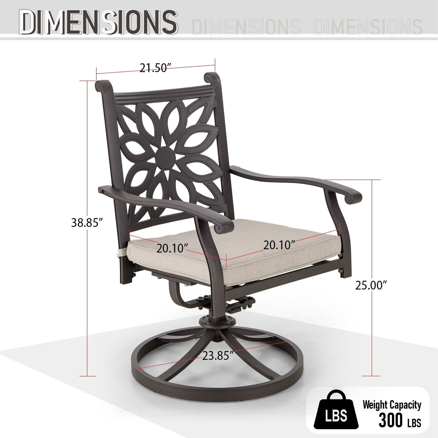 MAISON ARTS Set da pranzo da giardino in alluminio pressofuso da 7 pezzi con tavolo rettangolare espandibile e 6 sedie in alluminio pressofuso