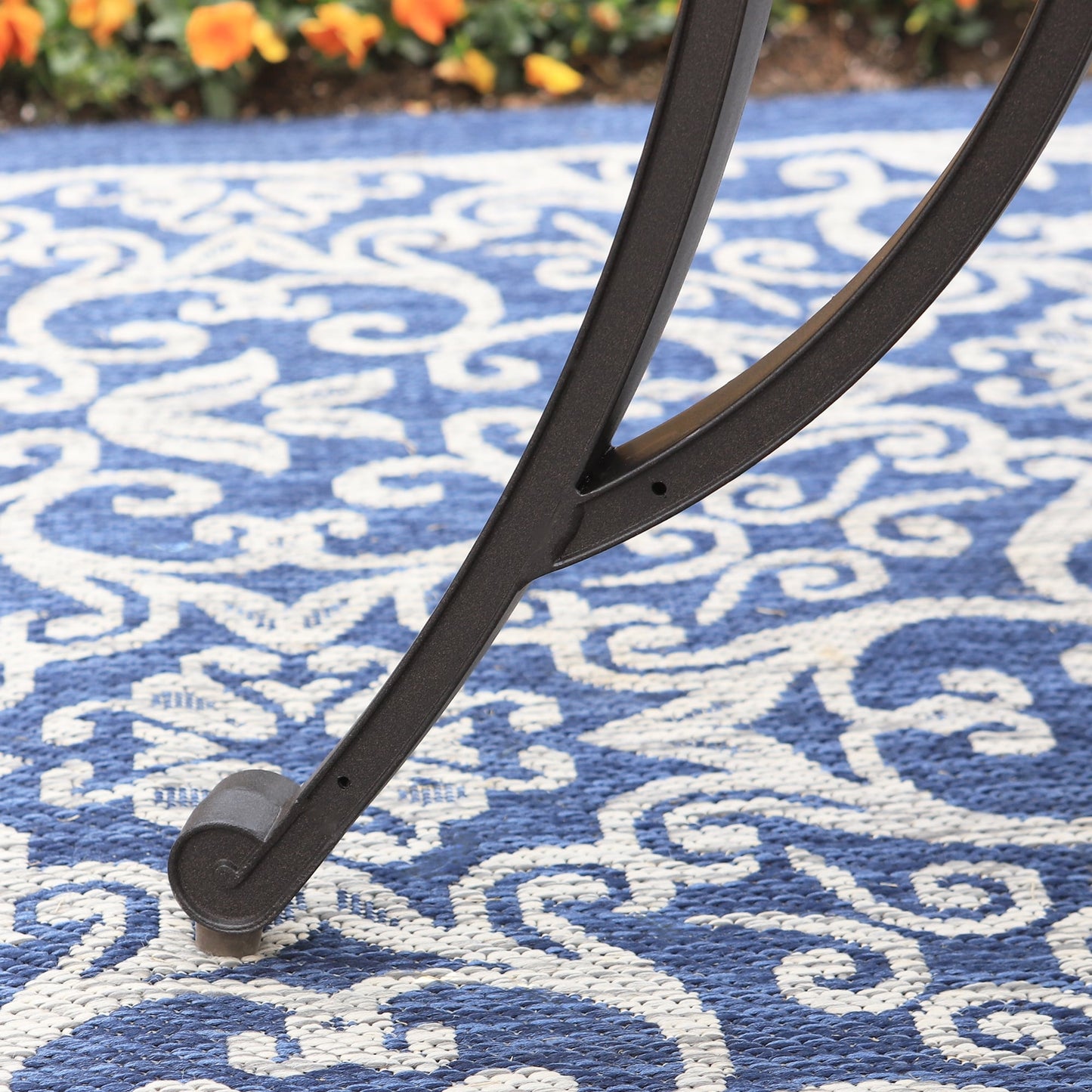 MAISON ARTS Sedie da pranzo in alluminio pressofuso/Set da pranzo per patio con tavolo da pranzo rotondo e 6 sedie da patio in alluminio pressofuso