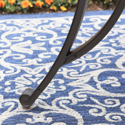 MAISON ARTS Sedie da pranzo in alluminio pressofuso/Set da pranzo per patio con tavolo da pranzo rotondo e 6 sedie da patio in alluminio pressofuso