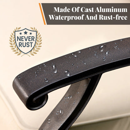 MAISON ARTS Sedie da pranzo in alluminio pressofuso/Set da pranzo per patio con tavolo da pranzo rotondo e 6 sedie da patio in alluminio pressofuso