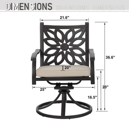 MAISON ARTS Sedie da pranzo in alluminio pressofuso/Set da pranzo per patio con tavolo da pranzo rotondo e 6 sedie da patio in alluminio pressofuso