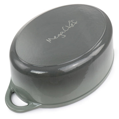 Casseruola ovale in ghisa smaltata da 7 litri in Storm Cloud