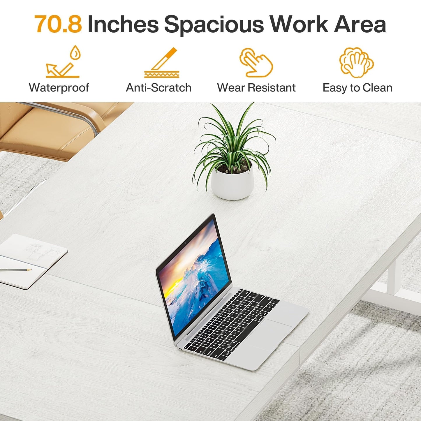 Scrivania direzionale da 70,8 pollici, grande postazione di lavoro per computer