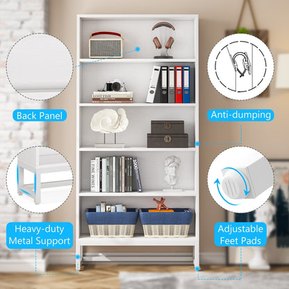 Libreria e scaffale alti 70,8 pollici, librerie grandi a 5 ripiani - 11,81 P x 31,5 L x 70,87 A