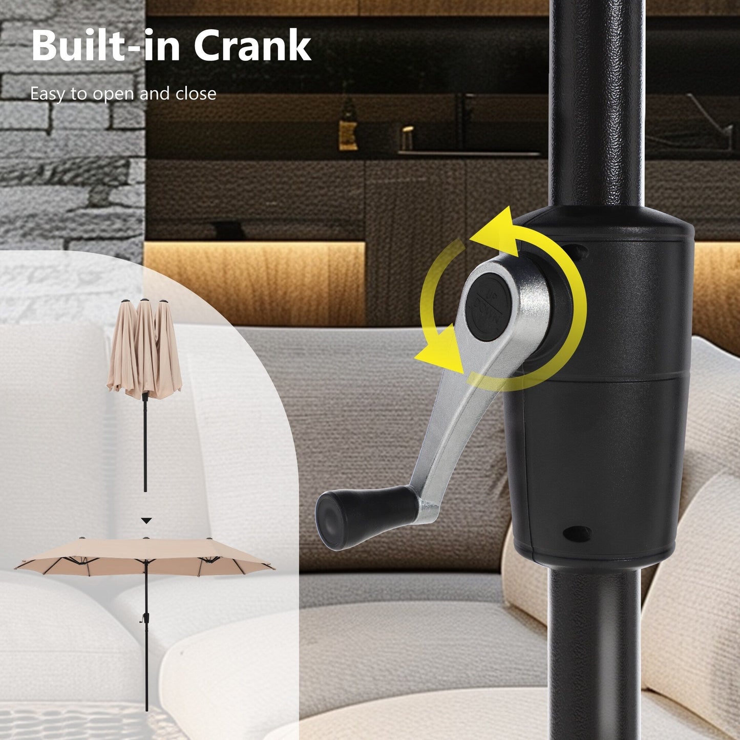 MAISON ARTS Set da pranzo da giardino 8 pezzi con ombrellone da giardino da 13 piedi