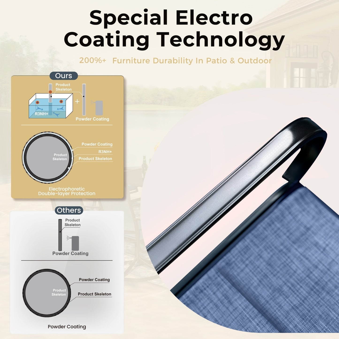 MAISON ARTS Set da pranzo da giardino 8 pezzi con ombrellone da giardino da 13 piedi