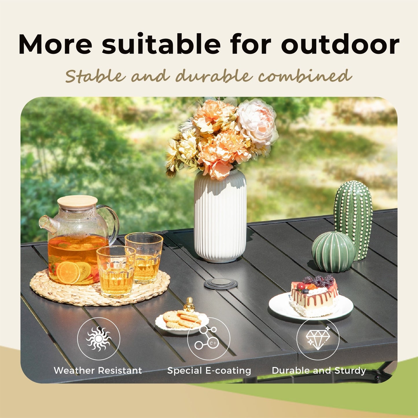 MAISON ARTS Set da pranzo da giardino 8 pezzi con ombrellone da giardino da 13 piedi