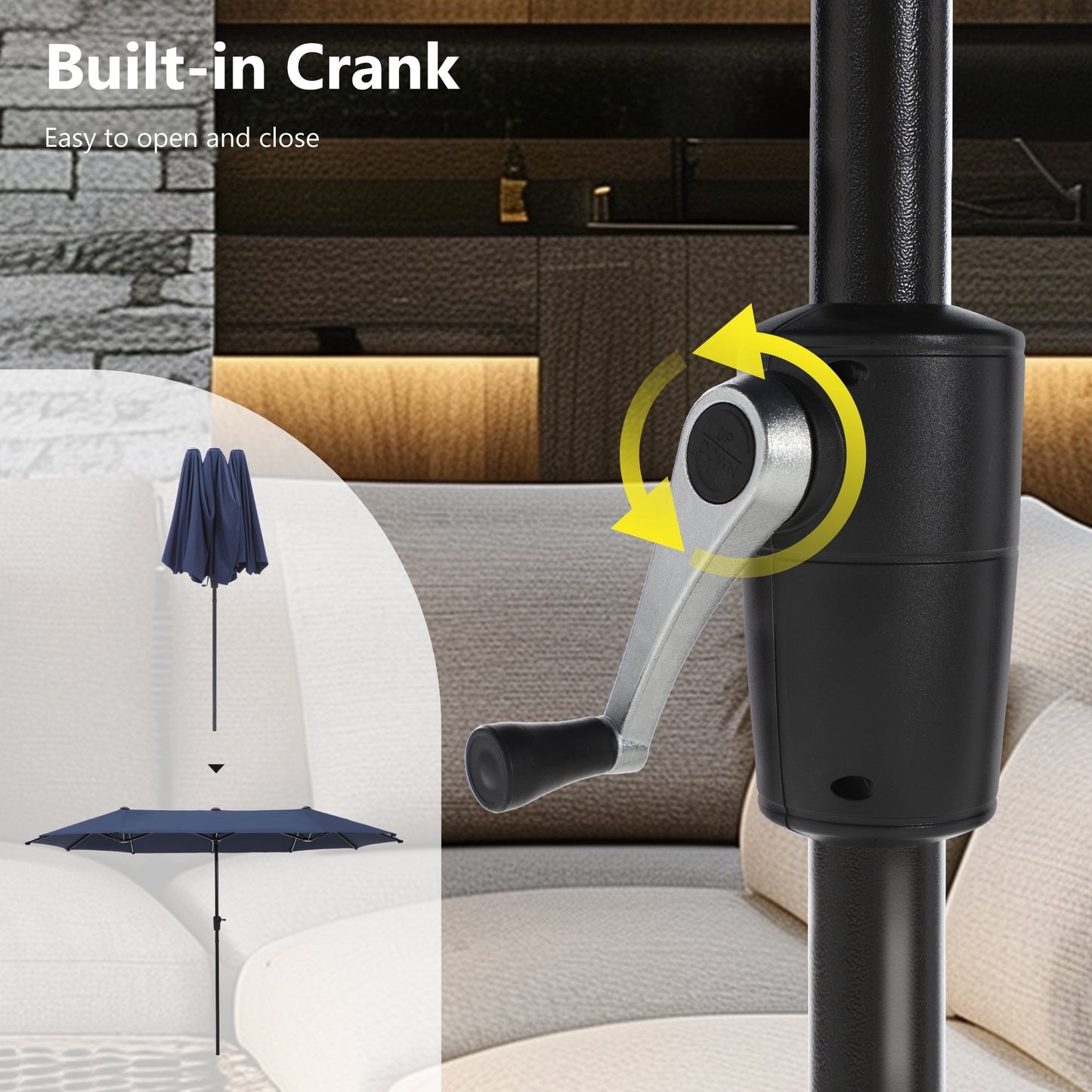 MAISON ARTS Set da pranzo da giardino 8 pezzi con ombrellone da giardino da 13 piedi