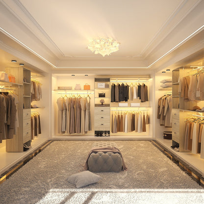 Rackcog 120'' Organizer per armadio regolabile con cassetti, sistema per armadio con ripiani fai da te per armadi a muro e cabine armadio