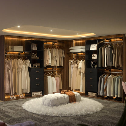 Rackcog 120'' Organizer per armadio regolabile con cassetti, sistema per armadio con ripiani fai da te per armadi a muro e cabine armadio