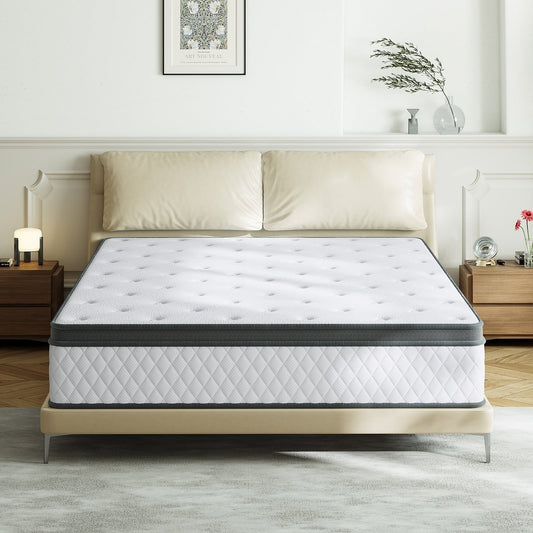 Materasso SweDrea in memory foam ibrido rigido da 12 pollici con certificazione CertiPUR-US e Oeko-TEX, dotato di molle rinforzate.