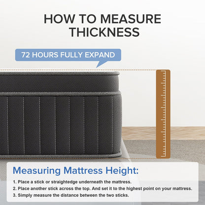 Materasso ibrido a molle insacchettate SweDrea da 12 pollici con memory foam in gel e pillow top di medie dimensioni, certificato CertiPUR-US, SGS e OEKO-TEX.