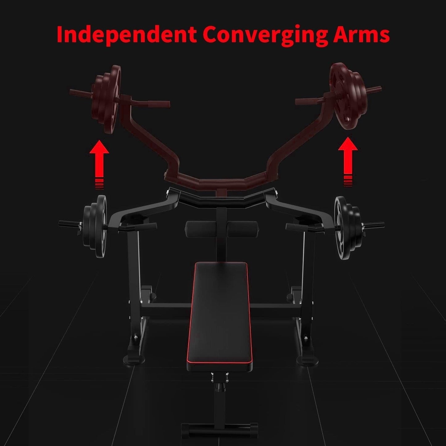Set di distensione su panca Zenova, macchina per distensione su petto con bracci convergenti indipendenti e supporto per manubri