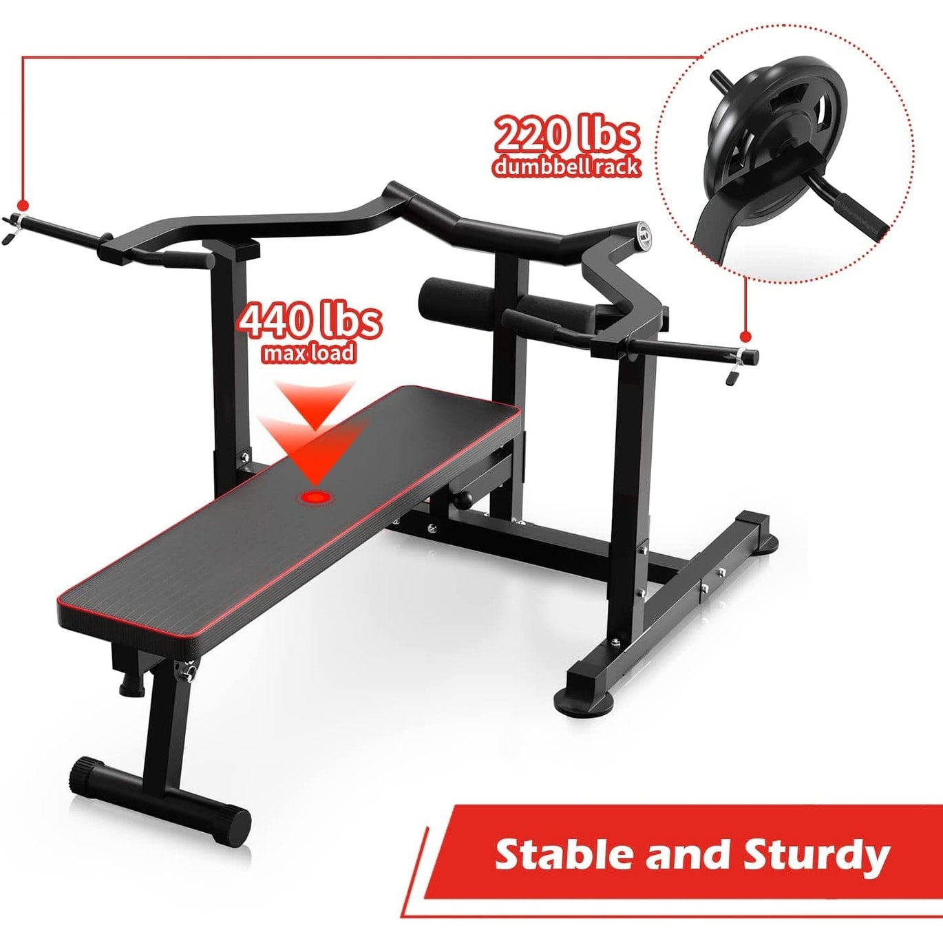 Set di distensione su panca Zenova, macchina per distensione su petto con bracci convergenti indipendenti e supporto per manubri