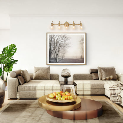 Applique da parete in vetro a forma di sfera, moderna, per bagno, a 3 luci, color oro