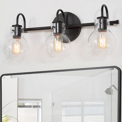 Applique da parete in vetro a forma di sfera, moderna, per bagno, a 3 luci, color oro