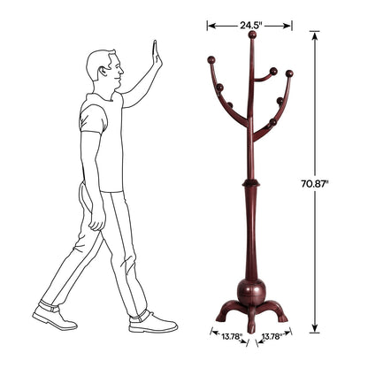 Appendiabiti indipendente in legno di caucciù con 8 ganci - 24,5 L x 70,87 A