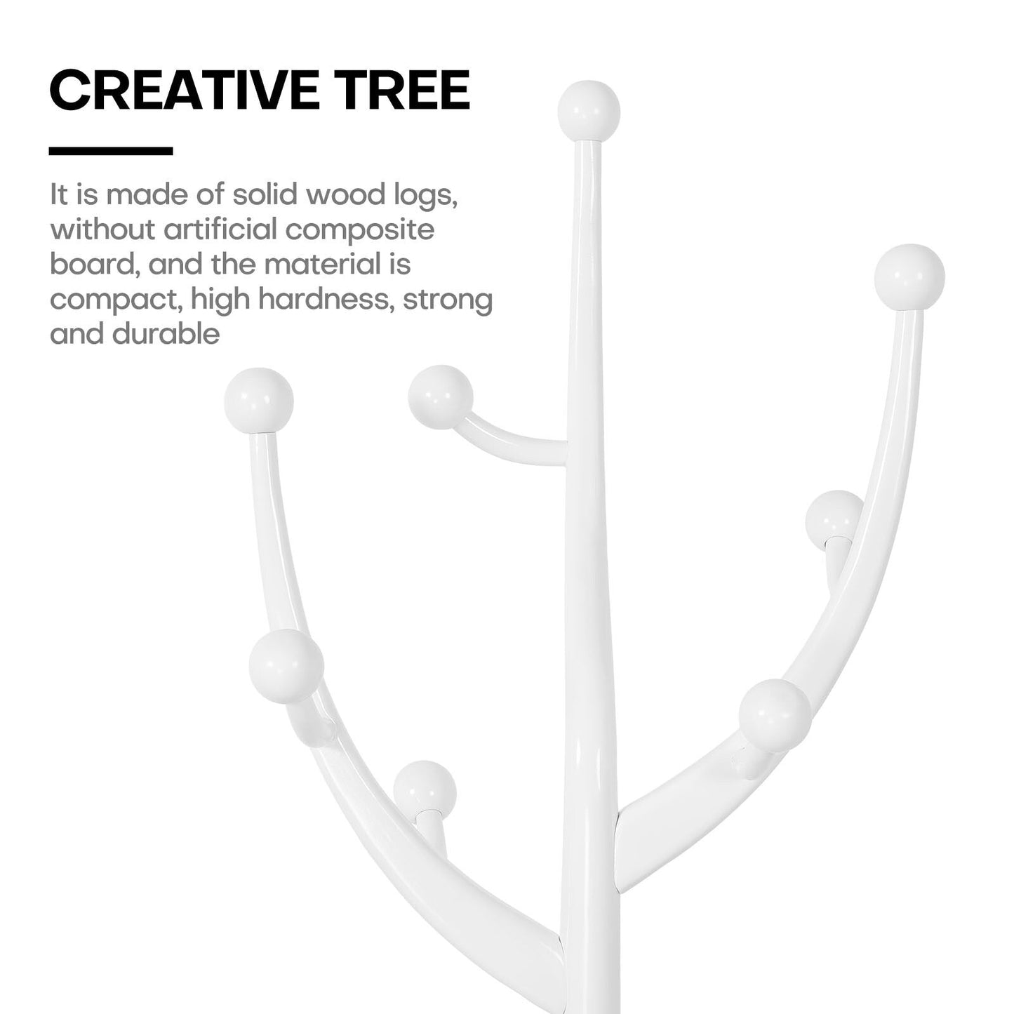 Appendiabiti indipendente in legno di caucciù con 8 ganci - 24,5 L x 70,87 A